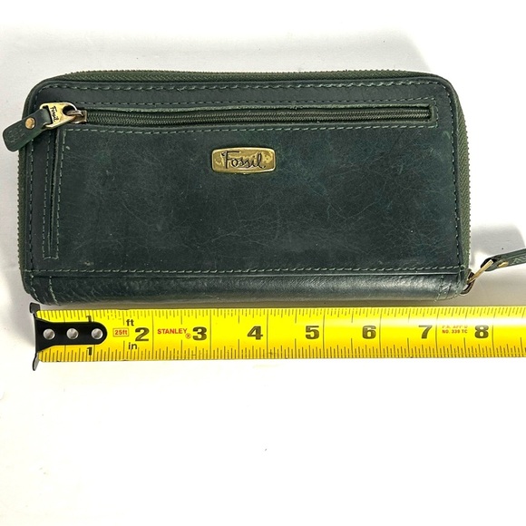 Fossil Wallet Full Zip Forest Green Leather - Picture 11 of 13